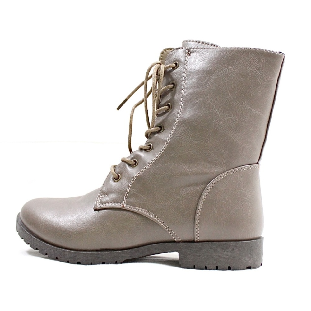Taupe Military Combat Lace Up Boots